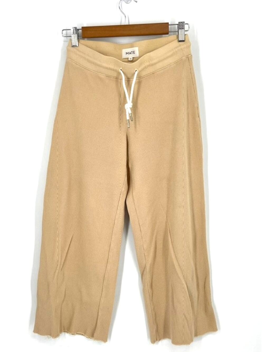 MATE the Label Organic Waffle Wide Leg Crop Pants XS Tan